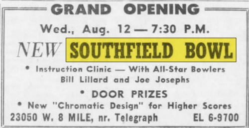 Southfield Bowl - Aug 1959 Grand Opening (newer photo)